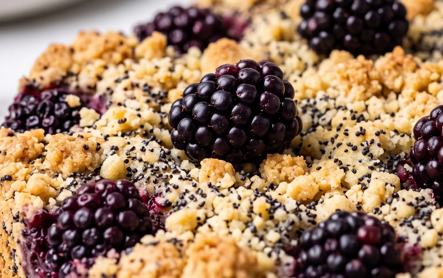 Veganer Brombeer - Mohn - Streuselkuchen