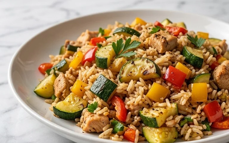 Zucchini-Reis-Pfanne