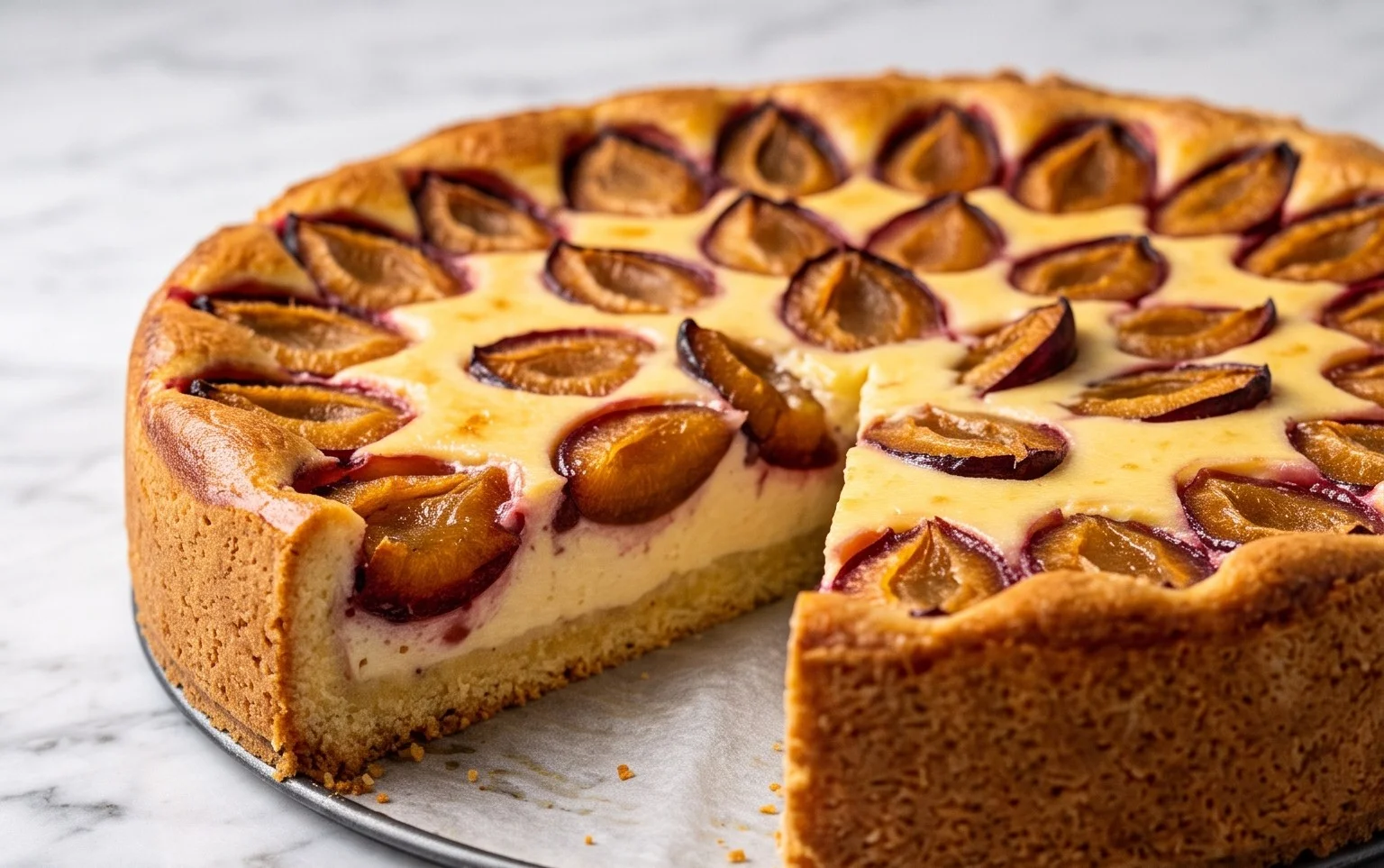 Pflaumenkuchen mit Schmandguss: Saftig & Cremig